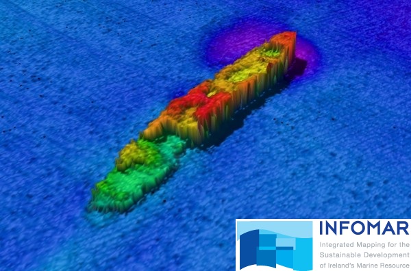 SS Atxeri Mendi — INFOMAR sonar-derived seabed survey image (not an underwater photograph).