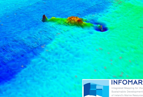 HMS Audacious — INFOMAR sonar-derived seabed survey image (not an underwater photograph).
