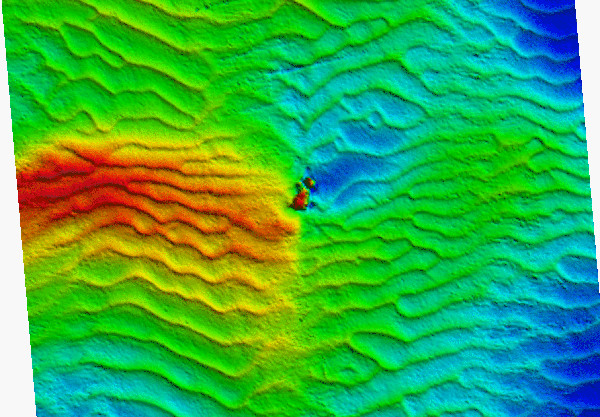 HMD Deliverer — INFOMAR sonar-derived seabed survey image (not an underwater photograph).
