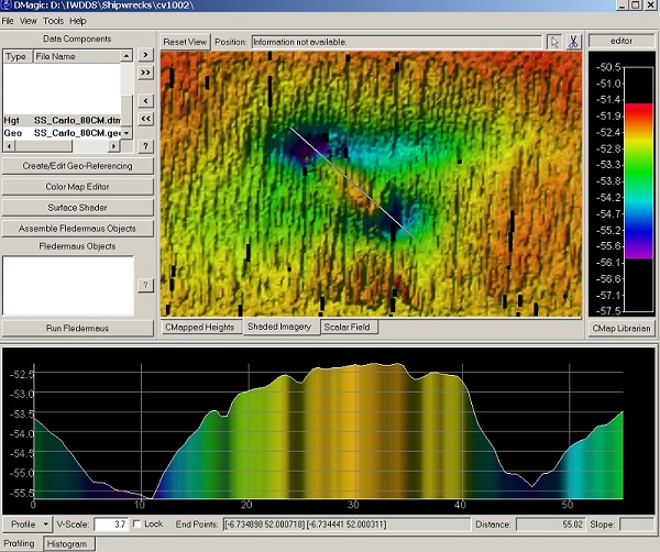 SS Carlo — INFOMAR sonar-derived seabed survey image (not an underwater photograph).