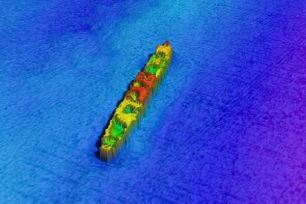 SS Ydun — INFOMAR sonar-derived seabed survey image (not an underwater photograph).